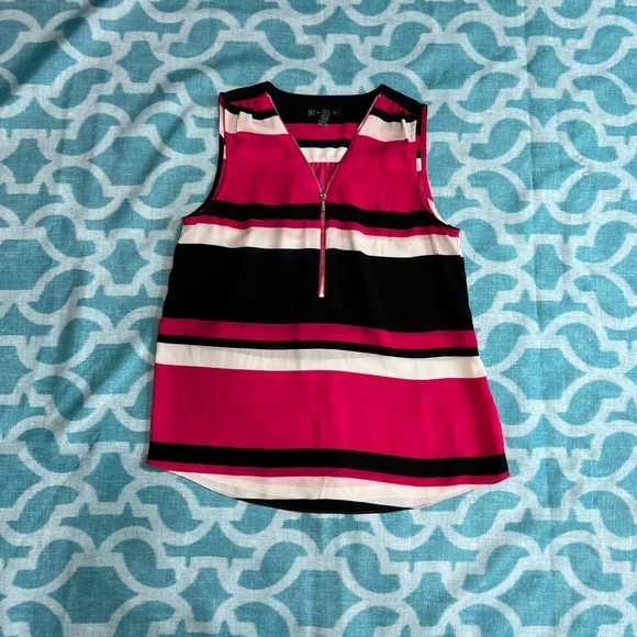 INC Pink and Black Striped Sleeveless Blouse - Picture 1 of 3